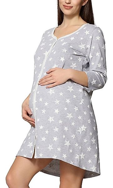 Be Mammy Umstandsnachthemd Damen Umstands Nachthemd 3/4 Arm mit Stillfunkti günstig online kaufen