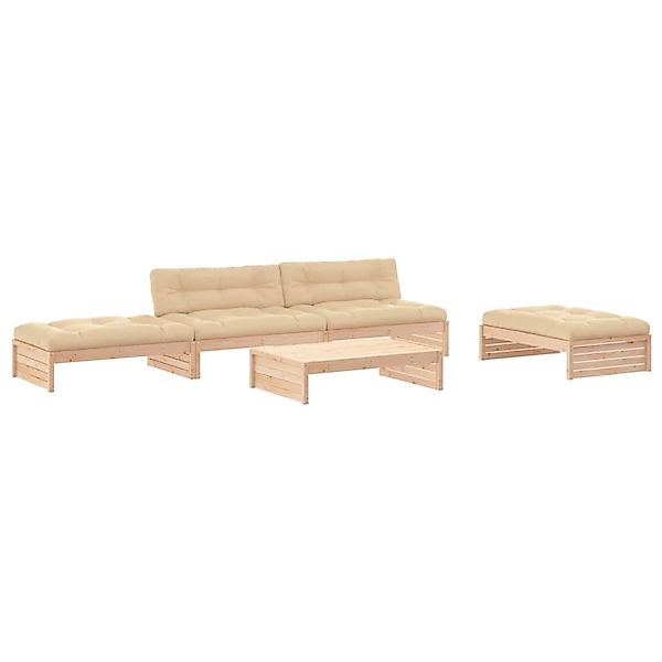 vidaXL 5-tlg Garten-Lounge-Set mit Kissen Massivholz Modell 9 günstig online kaufen