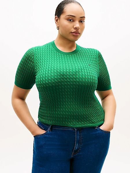 Tommy Hilfiger Curve Rundhalspullover "CRV CO CABLE FINE GG CNK S/S SWT" in günstig online kaufen