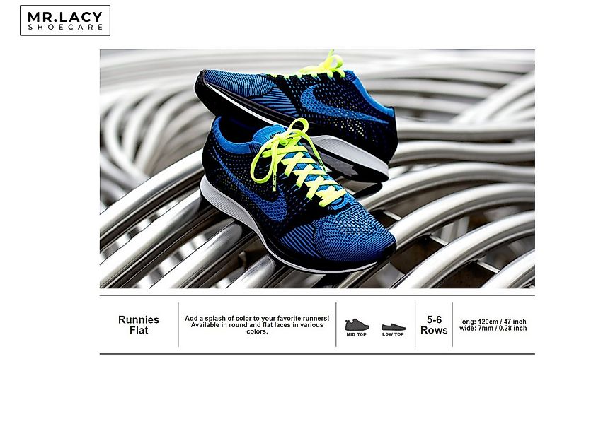 Mr. Lacy Schnürsenkel Runnies Flat - Flache leichte Senkel für Laufschuhe günstig online kaufen