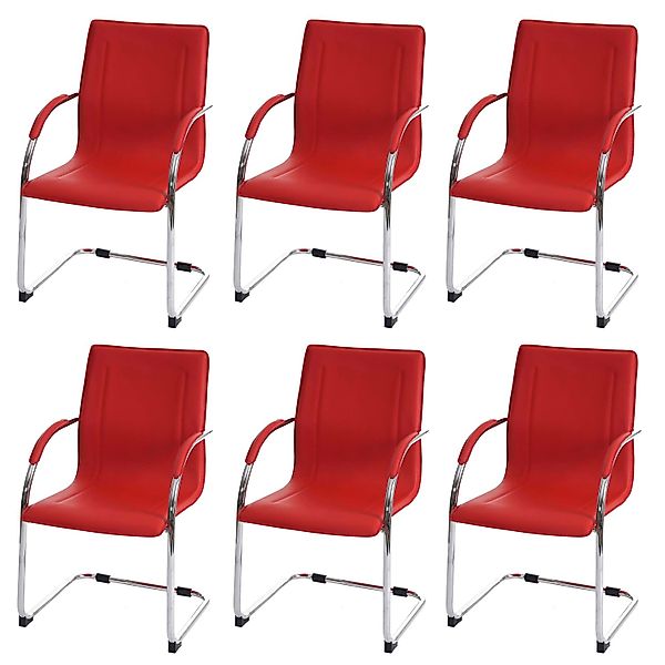 PROREGAL Konferenzstuhl 6er-Set Sammy 93x56x56cm Sitzhöhe 47cm Stahl Rot Be günstig online kaufen