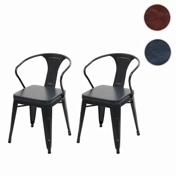 HWC Mendler 2er-Set Esszimmerstuhl im Industriedesign schwarz/grau günstig online kaufen