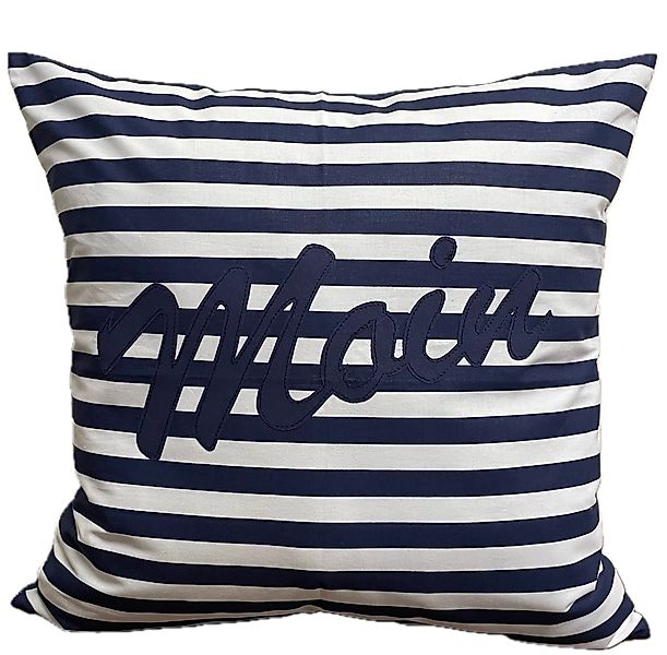 Ammerkind Dekokissen Maritime Kissenhülle *Moin* blau/weiß günstig online kaufen