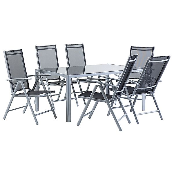 Beliani Gartentisch Set CATANIA Schwarz Silber 91x160x103 günstig online kaufen
