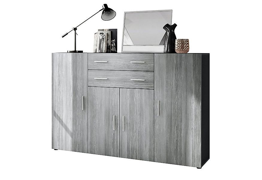 Vladon Highboard Aron (Anrichte, mit 4 Türen und 2 Schubladen), Anthrazit m günstig online kaufen