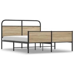 vidaXL Bett Metallbett ohne Matratze Räuchereiche günstig online kaufen