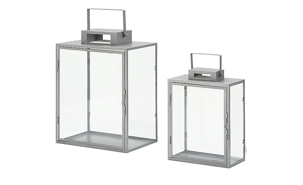 Laterne  2er Set   ¦ grau ¦ Glas,Metall ¦ Maße (cm): B: 30 H: 39,5 T: 20.0 günstig online kaufen