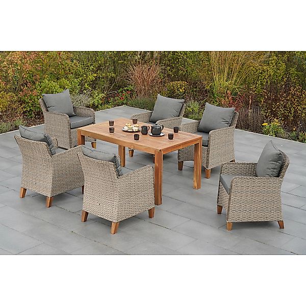MERXX Garten-Essgruppe "Avellino" 7 Stk. tlg. inkl. Auflagen günstig online kaufen