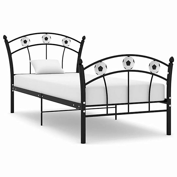 furnicato Bett Einzelbett mit Fußball-Design Schwarz Metall 90x200 cm günstig online kaufen