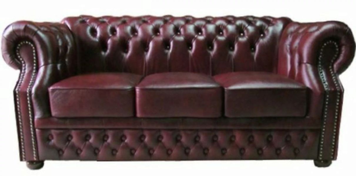 Casa Padrino 3-Sitzer Luxus Echtleder 3er Sofa Dunkelrot 210 x 90 x H. 80 c günstig online kaufen