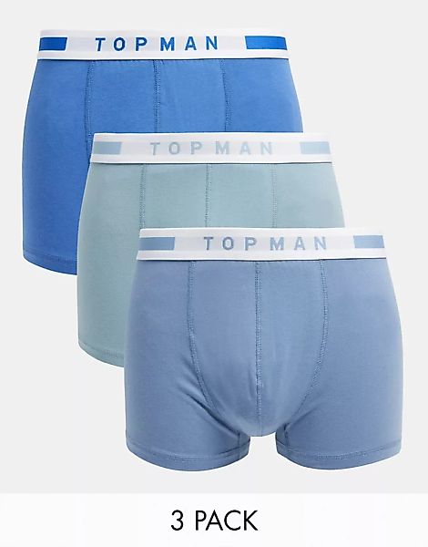 Topman – Unterhosen in Blautönen im 3er-Pack-Mehrfarbig günstig online kaufen
