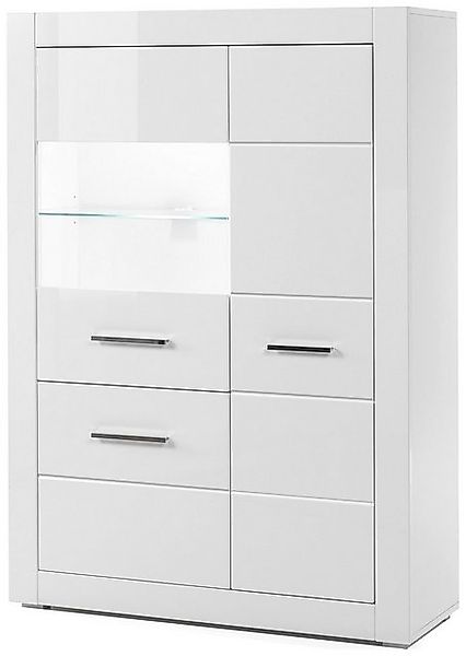 99rooms Vitrine Alberta Weiß Matt, Weiß Hochglanz (Glasvitrine, Standvitrin günstig online kaufen