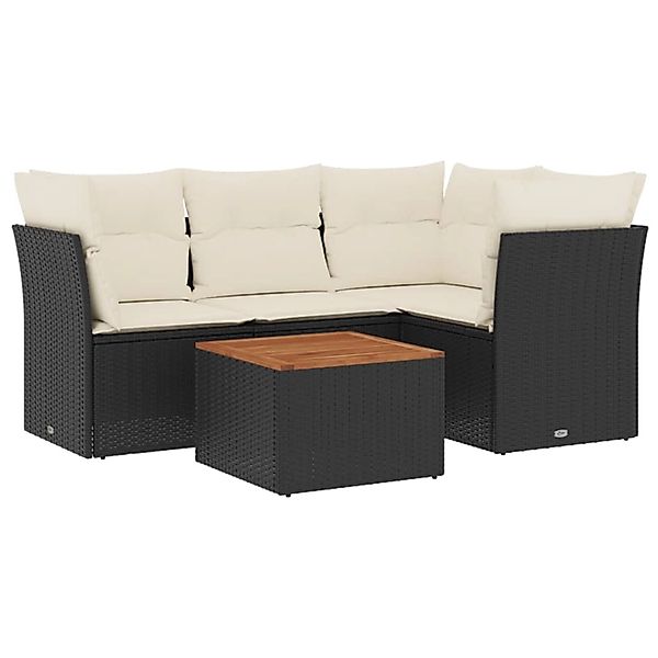 vidaXL 5-tlg Garten-Sofagarnitur mit Kissen Schwarz Poly Rattan Modell 62 günstig online kaufen