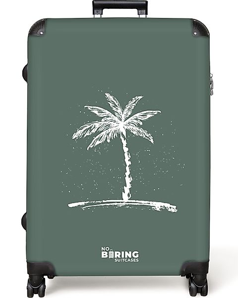 NoBoringSuitcases.com© Hartschalen-Trolley Grün mit weißer Palme günstig online kaufen