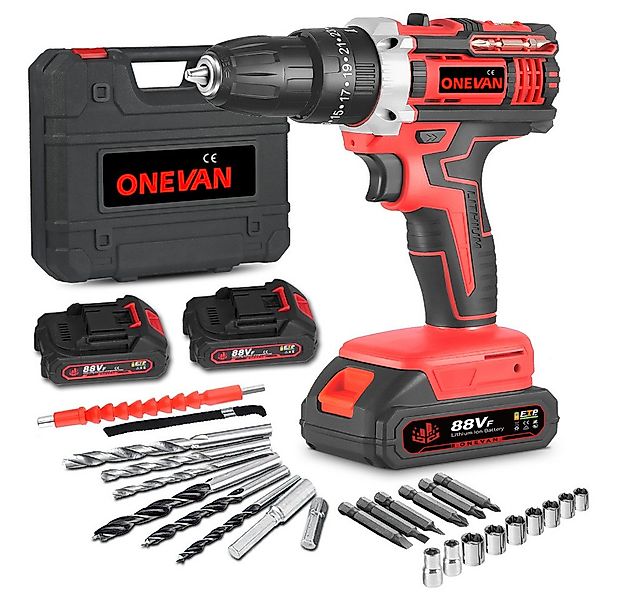 ONEVAN Akku-Bohrschrauber Akkuschrauber Set Akkubohrer 25+3 Drehmomentstufe günstig online kaufen