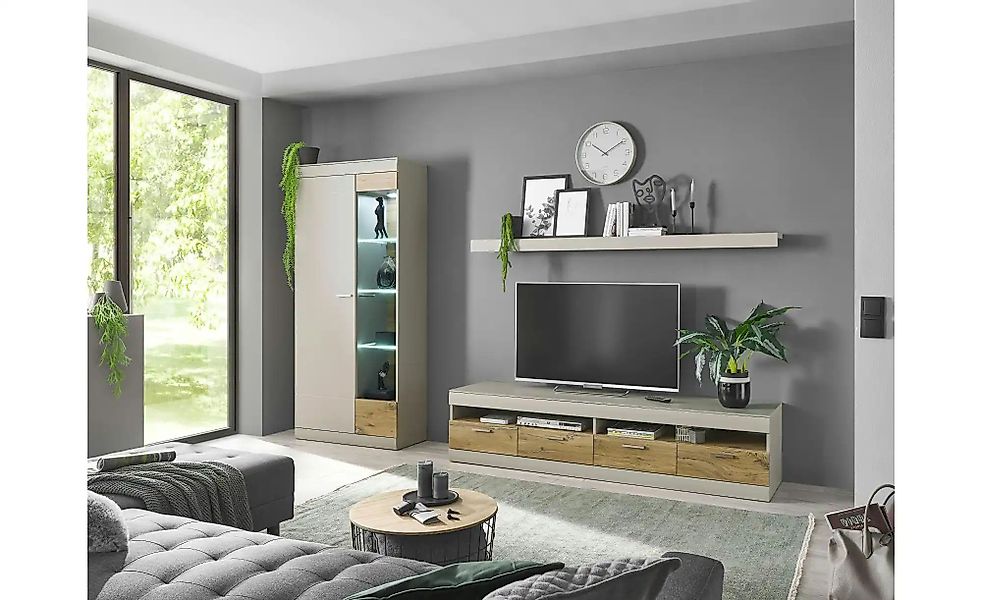 Wohnwand  Siero ¦ grau ¦ Maße (cm): B: 300 H: 45 Kommoden & Sideboards > Wo günstig online kaufen