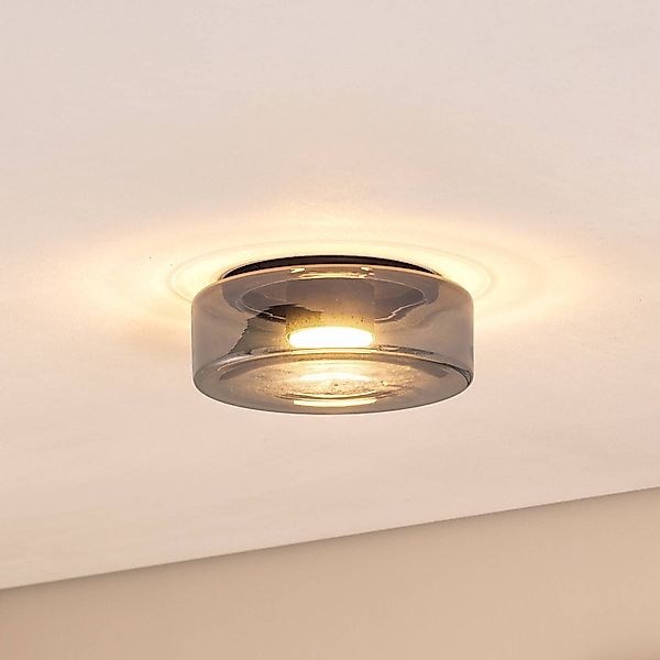 Deckenleuchte Titania, rauchgrau/schwarz, Glas, Ø 25 cm günstig online kaufen