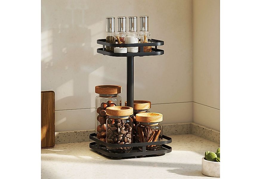HOMCOM Gewürzregal mit Erhöhtem Ränder, Saugfüße, 2-stufig 360° drehbarer K günstig online kaufen