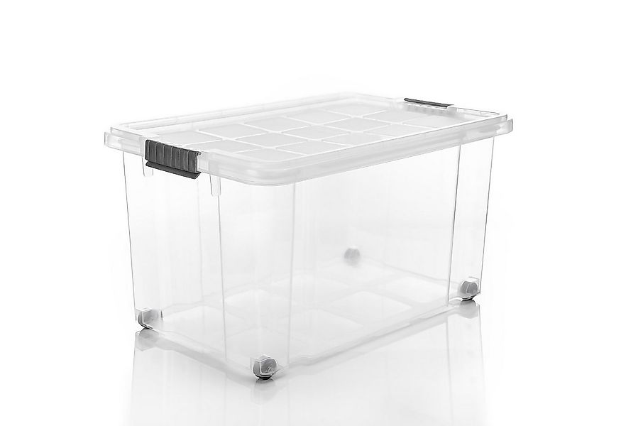 BigDean Aufbewahrungsbox 2x 60 L Aufbewahrungsbox mit Deckel + Rollen trans günstig online kaufen