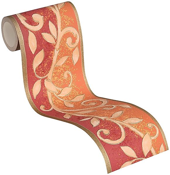 Bricoflor Mediterrane Tapeten Bordüre in Orange und Rot Florale Bordüre mit günstig online kaufen