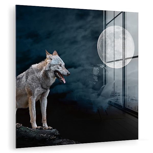 MuchoWow Acrylglasbild Wolf - Mond - günstig online kaufen