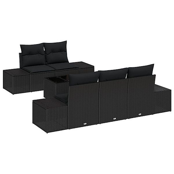 vidaXL Loungesofa 6-teiliges Garten Sofa Set mit Kissen Schwarz Poly Rattan günstig online kaufen