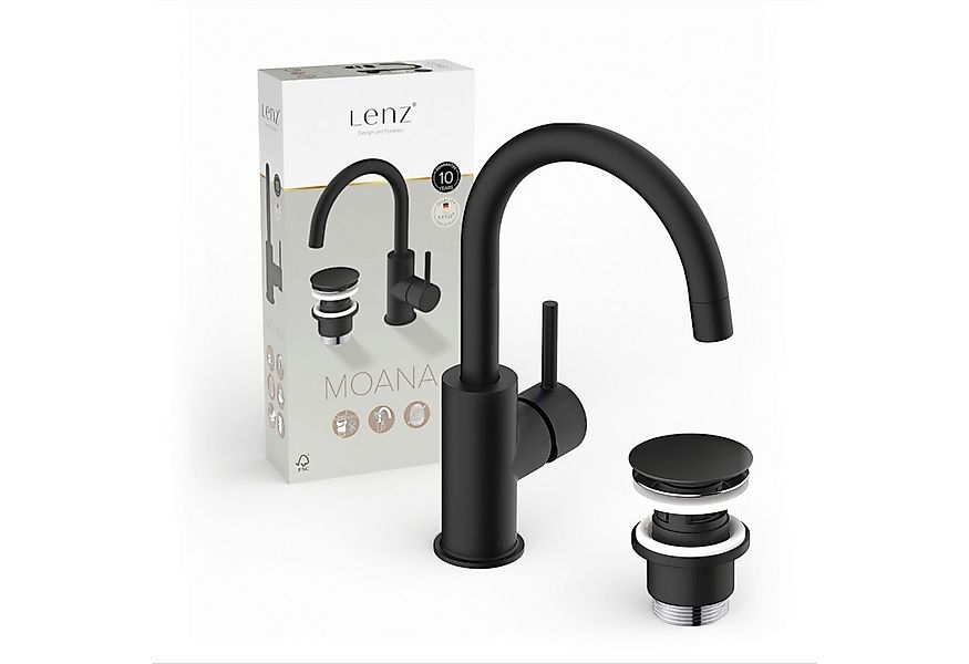 Lenz Waschtischarmatur MOANA (Armatur mit Pop-Up-Ventil) Anti-Fingerabdruck günstig online kaufen