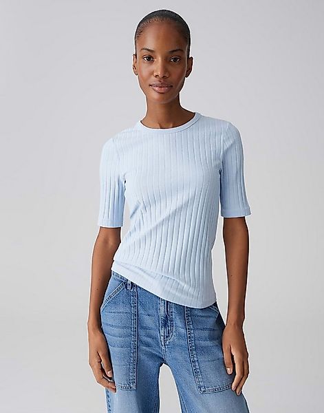 OPUS Kurzarmshirt Basic Rippshirt aus Baumwoll Mix Schmale Passform, Pull-o günstig online kaufen