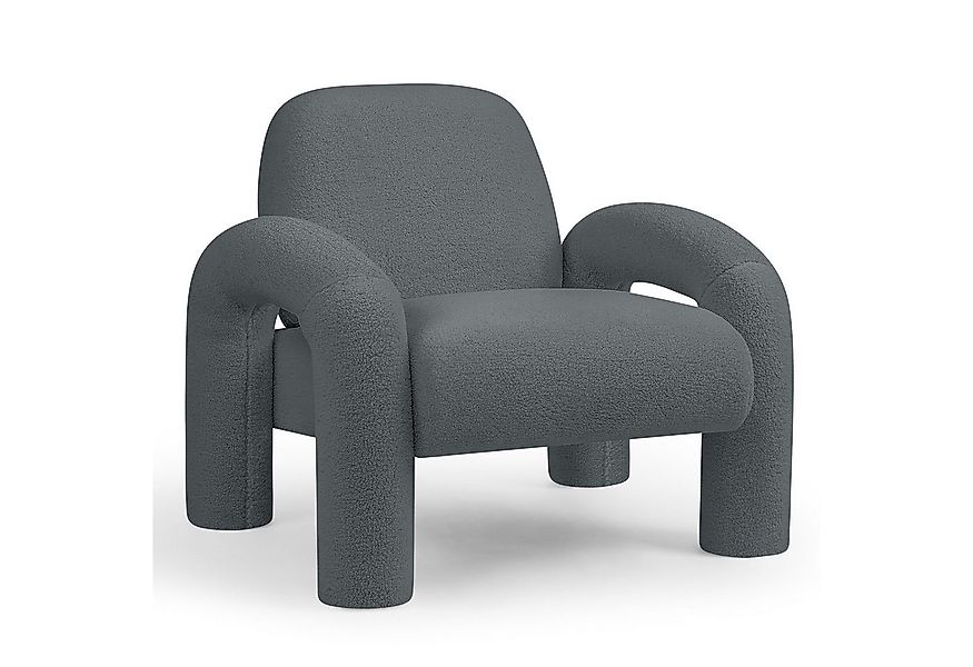 Makika Loungesessel Sessel Einzelsofa Armlehnstuhl Boucle Lia in Grau günstig online kaufen