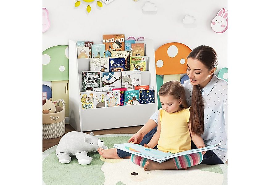 KOMFOTTEU Kinderregal Bücherregal Holz Hängefächerregal Bücherkiste, mit 4 günstig online kaufen