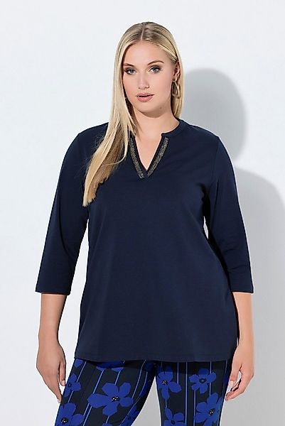 Ulla Popken Longshirt Longshirt A-Linie Tunika-Ausschnitt 3/4-Arm günstig online kaufen