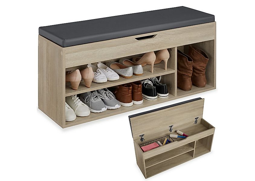 tectake Schuhschrank Schuhbank Natalya mit Sitzpolster für 9 Paar Schuhe, 1 günstig online kaufen