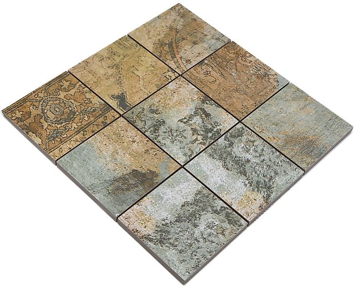 Mosani Wandfliese Keramikmosaik Feinsteinzeug beige braun graugrün matt günstig online kaufen