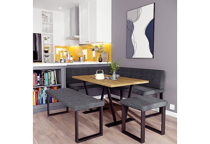 AN-MOEBEL4U Eckbankgruppe Eckbank ALINA Metall Set, (Eckbank mit Tisch, Sit günstig online kaufen