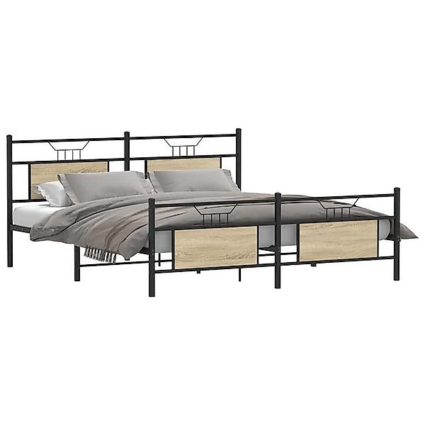 vidaXL Bett Metallbett ohne Matratze Sonoma-Eiche 180x200 cm günstig online kaufen