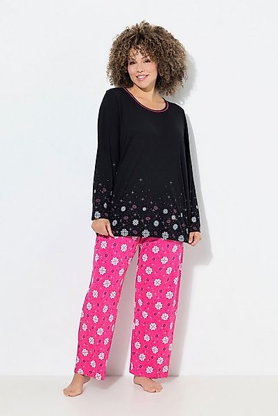 Ulla Popken Pyjama Pyjama Schneeflocken Rundhals Langarm günstig online kaufen