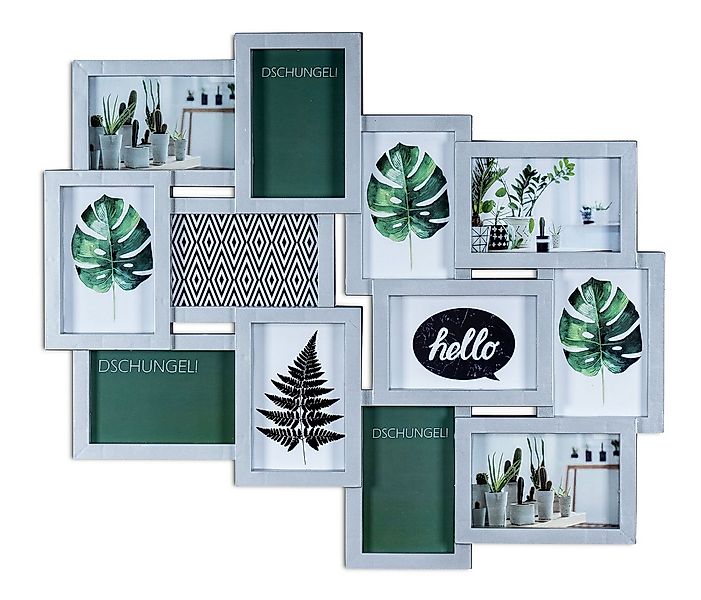Levandeo® Bilderrahmen Collage, Bilderrahmen silber 12 Fotos Fotogalerie Fo günstig online kaufen