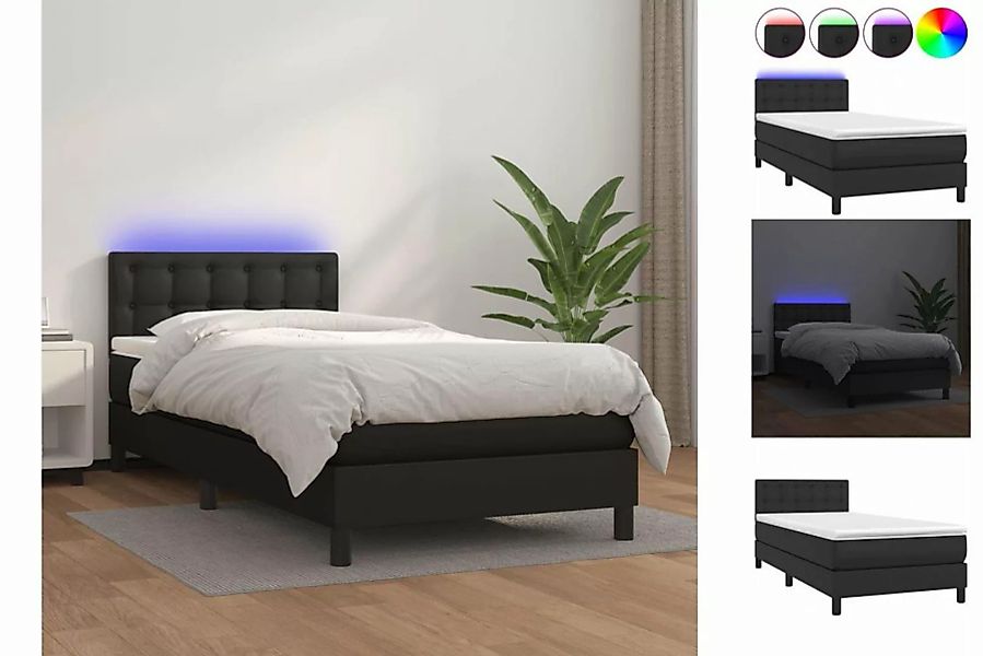 vidaXL Bett Boxspringbett mit Matratze & LED Schwarz 80x200 cm Kunstleder günstig online kaufen