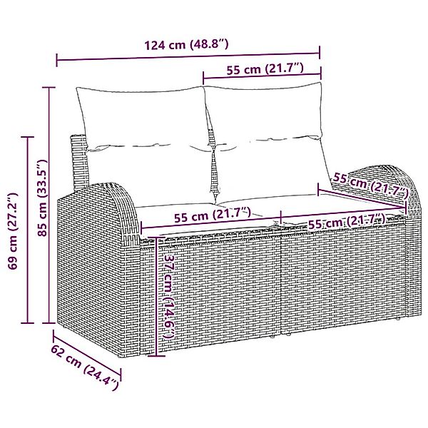 vidaXL Garten-Sofa-Set 6-Tlg Beige Poly Rattan 3347518 günstig online kaufen