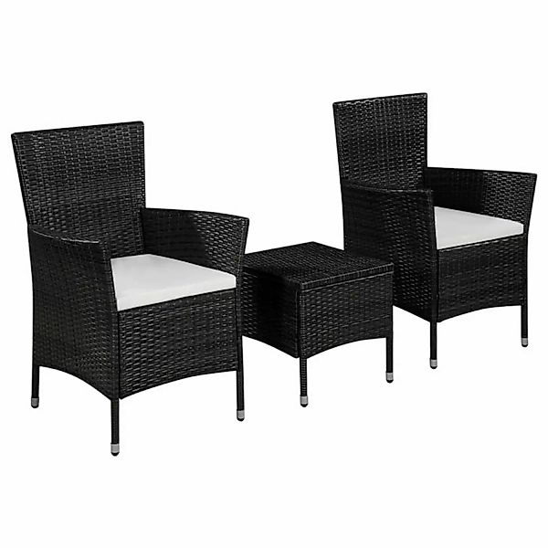 3-tlg. Bistro-set Poly Rattan Schwarz günstig online kaufen