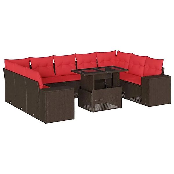 vidaXL 10-Tlg Gartensofa-Set mit Kissen Braun Polyrattan 3269374 günstig online kaufen