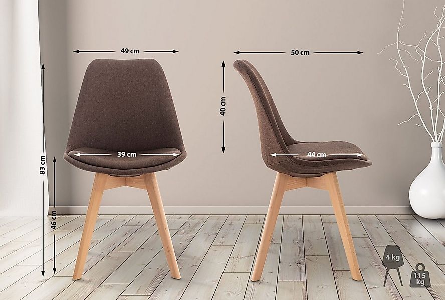 CLP Küchenstuhl Linares, mit Rückenlehne und Holzbeinen günstig online kaufen