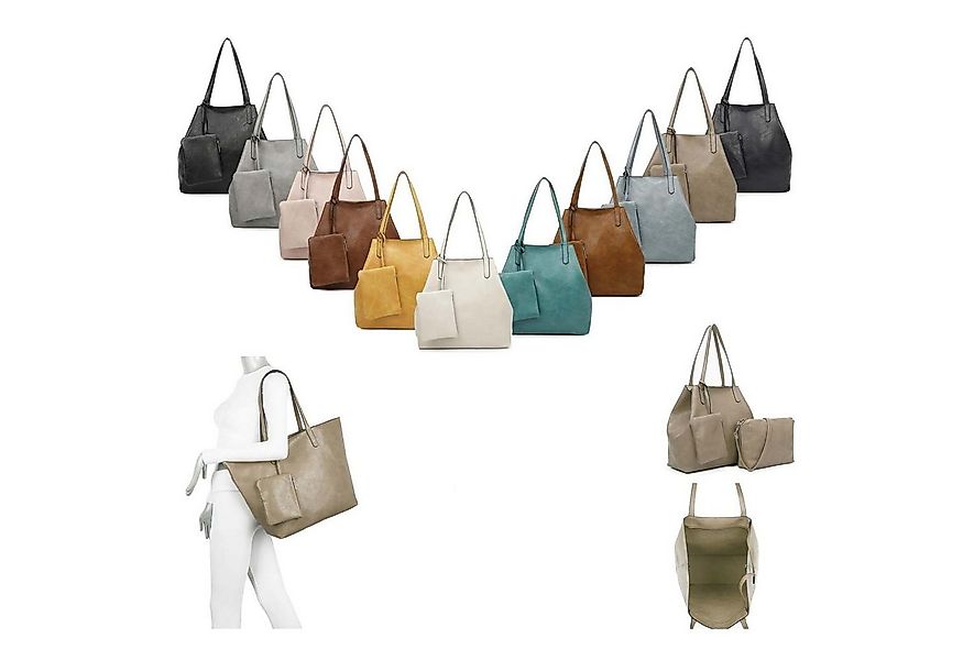 ITALYSHOP24 Schultertasche Damen Tasche SET 2in1 Umhängetasche XXL Shopper günstig online kaufen
