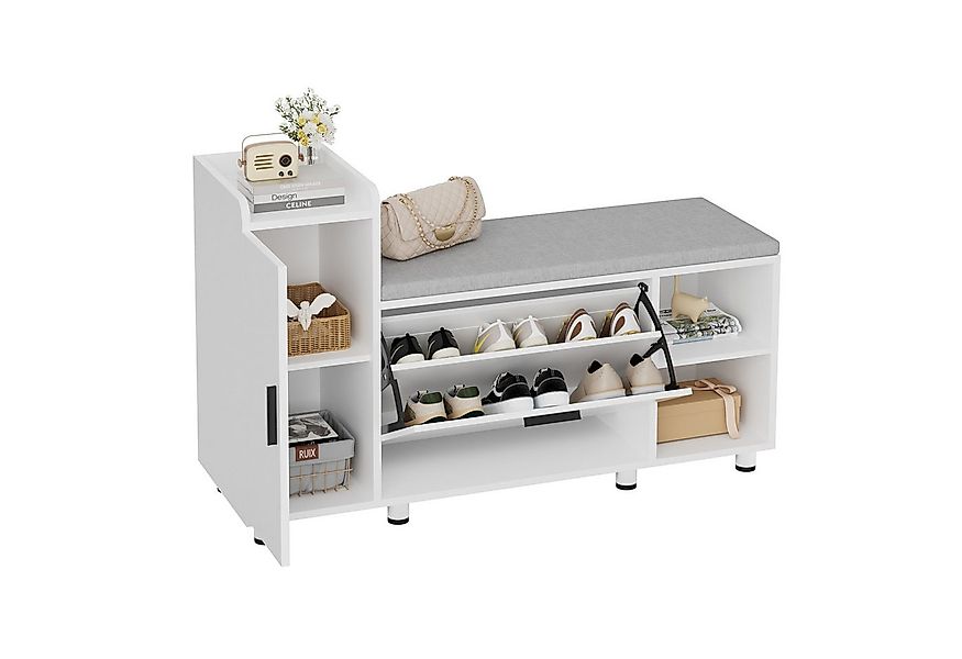 FiveWillowise Schuhschrank mit Sitzfläche & Stauraum, 105×34×67 cm, 3 Klapp günstig online kaufen