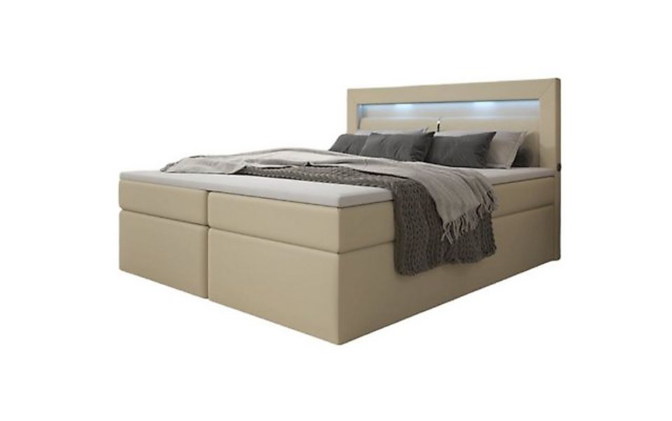 Luxusbetten24 Boxspringbett Reposito, mit LED-Beleuchtung, USB-Anschluss un günstig online kaufen