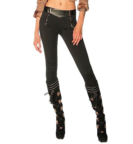 Atixo Stretch-Hose Stretchhose mit Ledereinsätze Leggings günstig online kaufen