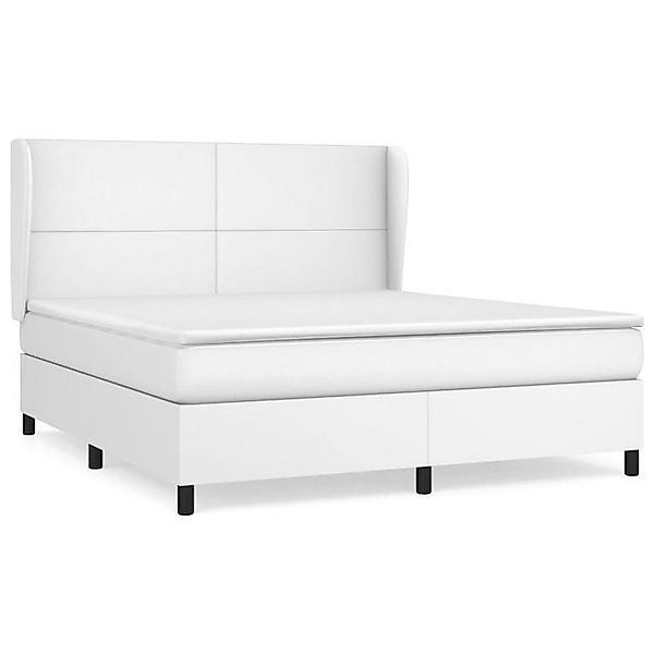 vidaXL Boxspringbett, Boxbett mit Matratze Weiß 180x200 cm Kunstleder günstig online kaufen