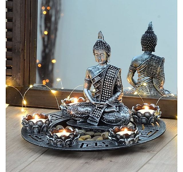 INtrenDU Teelichthalter mit Tablett Buddha Teelichthalter, Alle Teile sind günstig online kaufen