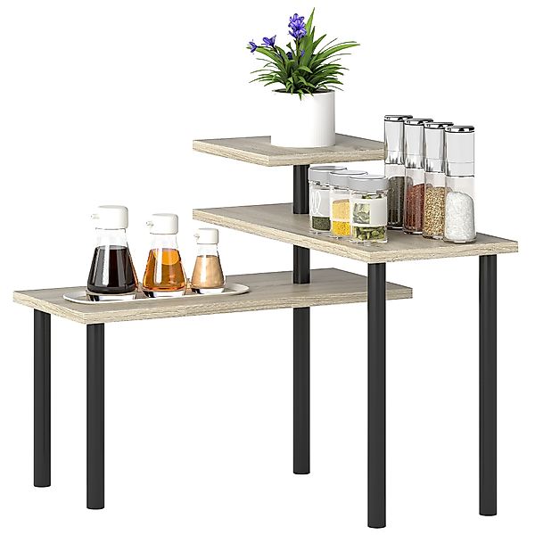HOMCOM Küchenregal mit 3 Ebenen und 3 Drehbaren Regalen Metallrahmen und St günstig online kaufen