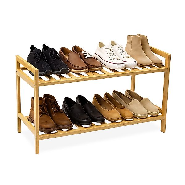 relaxdays Schuhregal Stapelbares Schuhregal aus Bambus günstig online kaufen